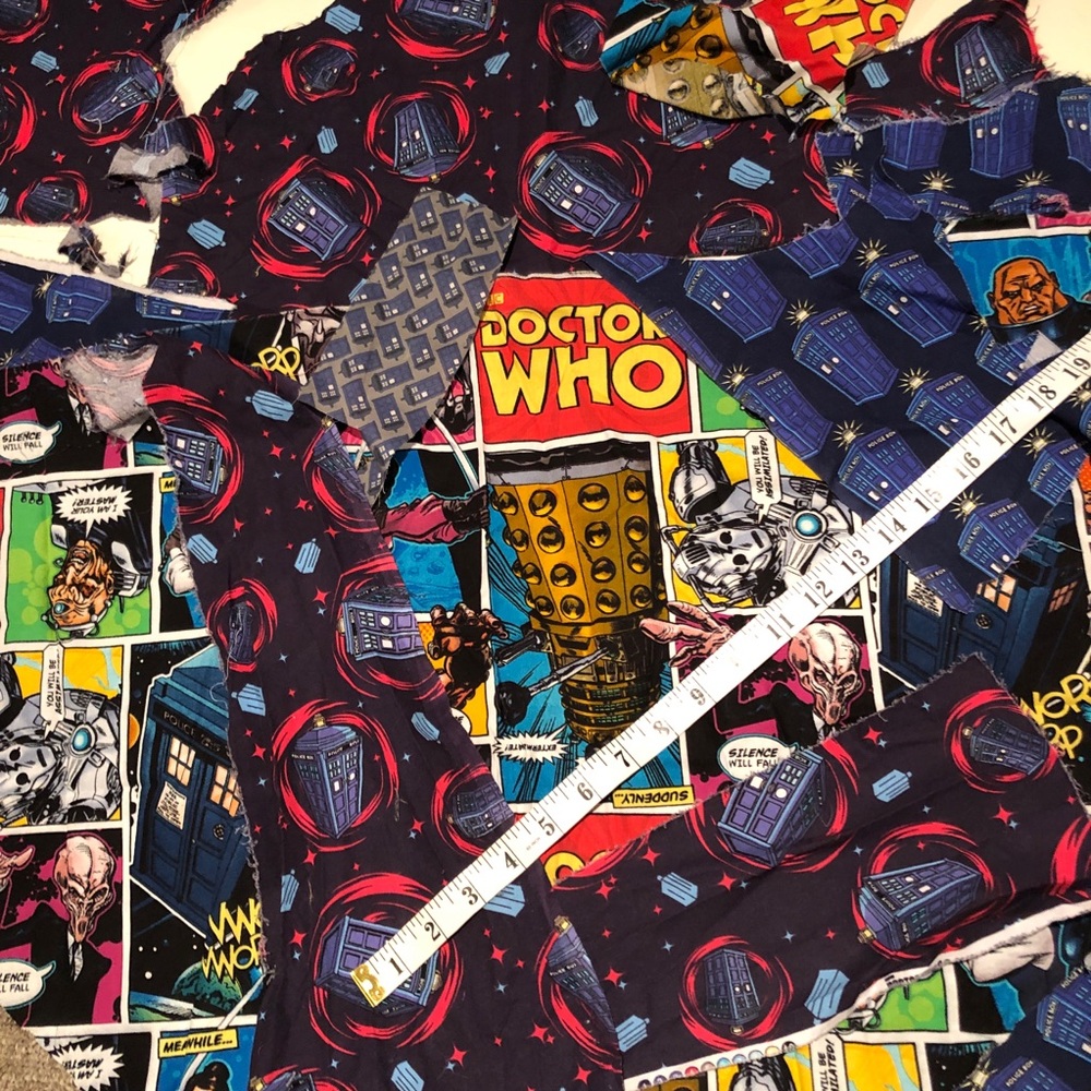 Doctor Who Quilting Cotton Fabric Scraps Sci-Fi Patchwork Craft DIY